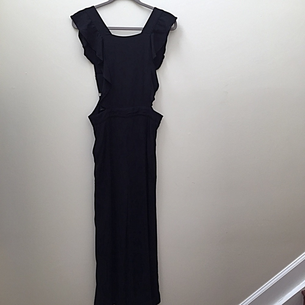 Zara Cropped Pinafore Overall Black Medium - Picture 4 of 8